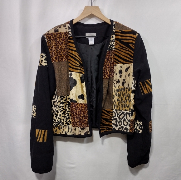 Stonebridge Jackets & Blazers - Vintage Stonebridge Animal Print Patchwork Jacket Womens M Boho Retro 90s Y2K